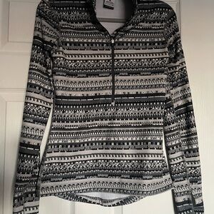 Nike Women's Black and White Patterned Zip Up
